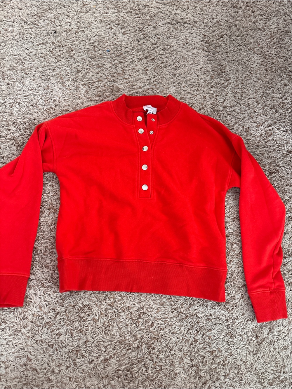 Evereve Women Red Snap-Front Thermal Sweatshirt